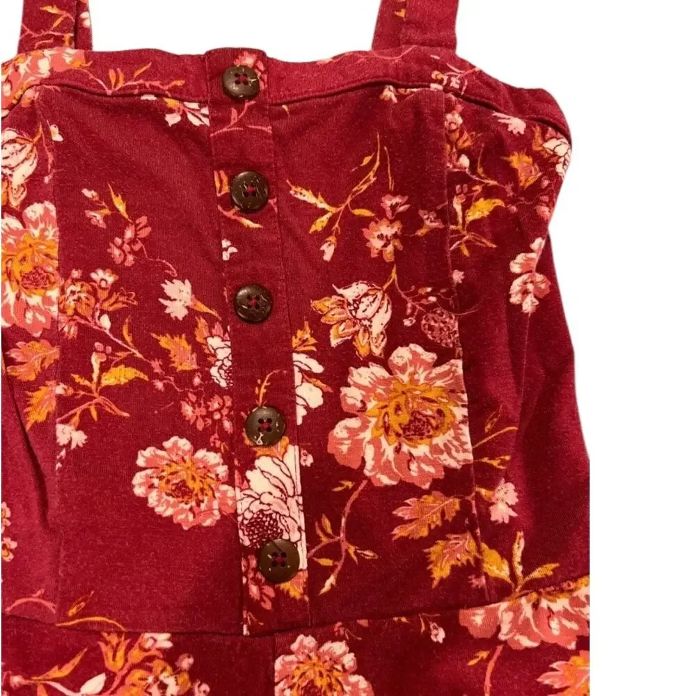 Girls Size M (7/8) Army Jacket and Red Flower Romper